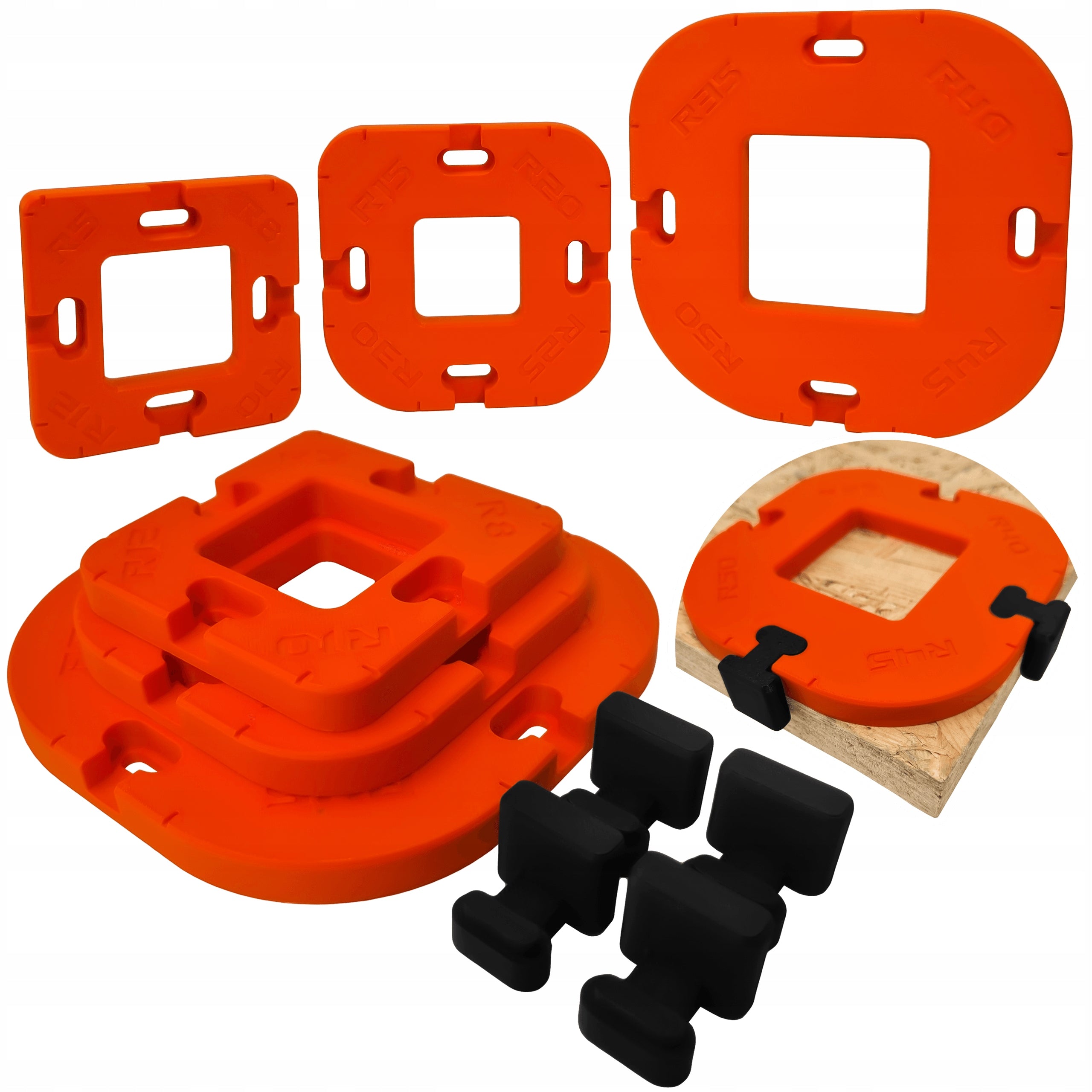 SET OF TEMPLATES FOR MILLING CORNERS R5-R50 WITH SPINDLE MILLING MACHINE