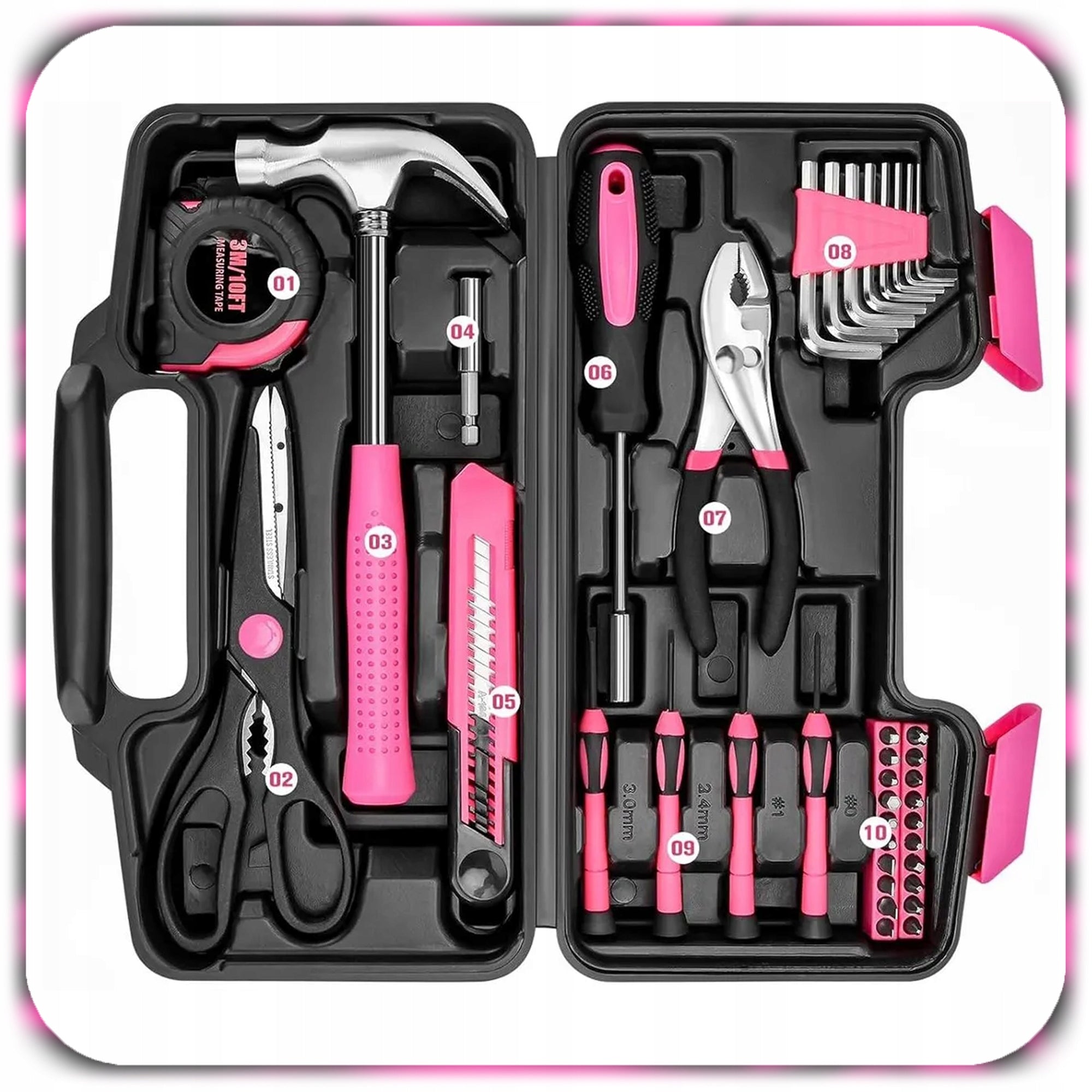 SET OF TOOLS FOR WOMEN HAND TOOLS FOR REPAIR 40EL PINK SUITCASE Manufacturer code ZESTAW NARZĘDZIA W SKRZYNCE PREZENT DLA MAMY