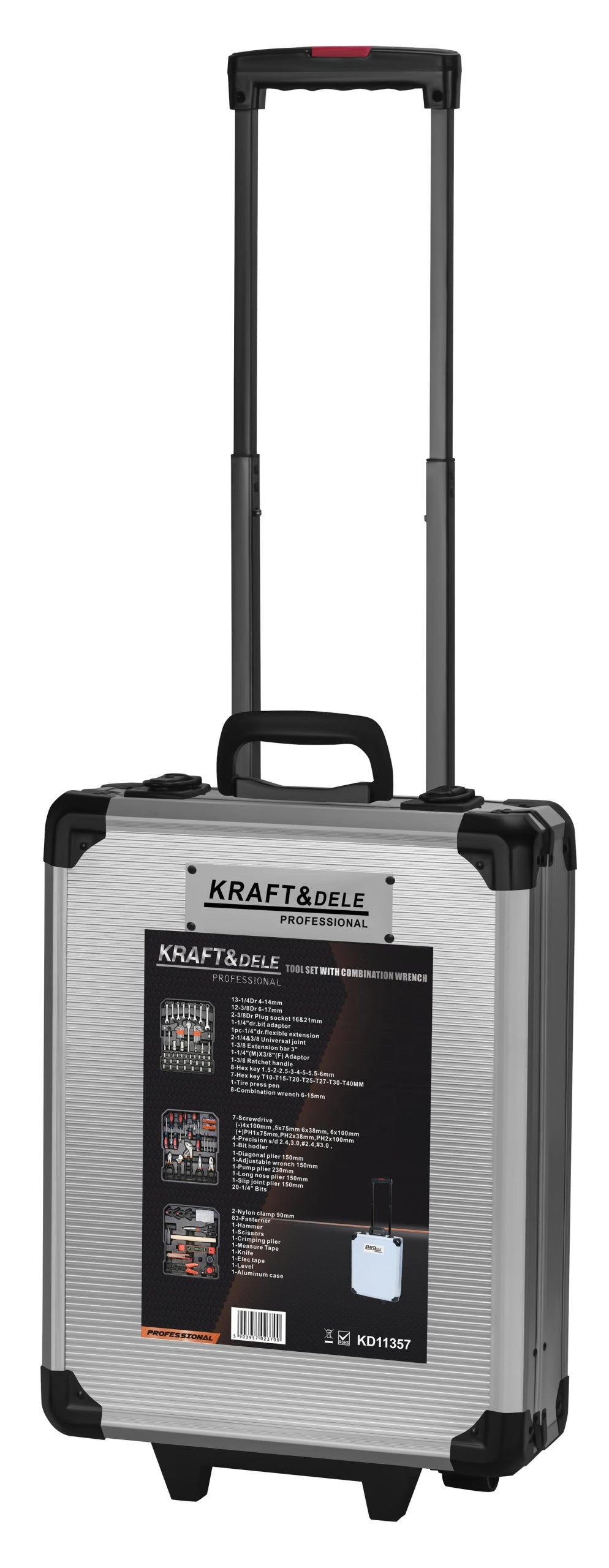 SET OF TOOLS IN A SUITCASE 187 EL. SOCKET WRENCHES BITS SCREWDRIVERS PLIERS Manufacturer code KD11357