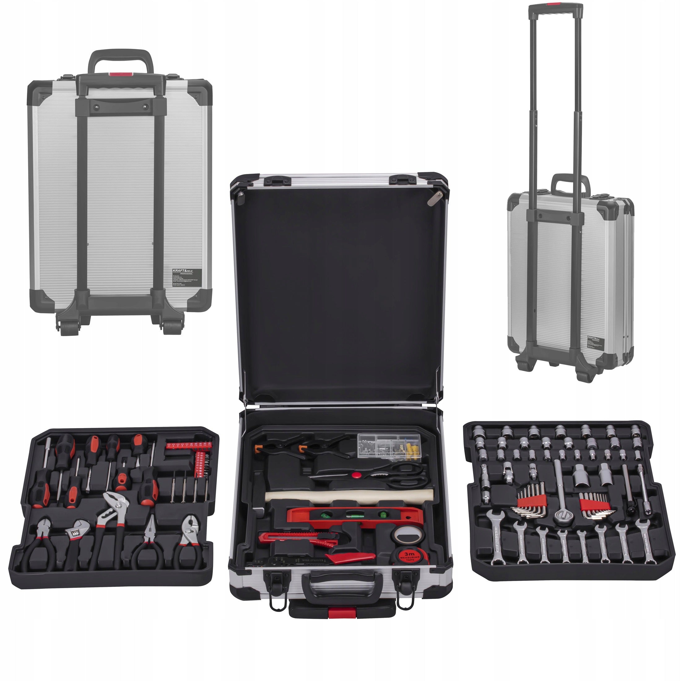 SET OF TOOLS IN A SUITCASE 187 EL. SOCKET WRENCHES BITS SCREWDRIVERS PLIERS