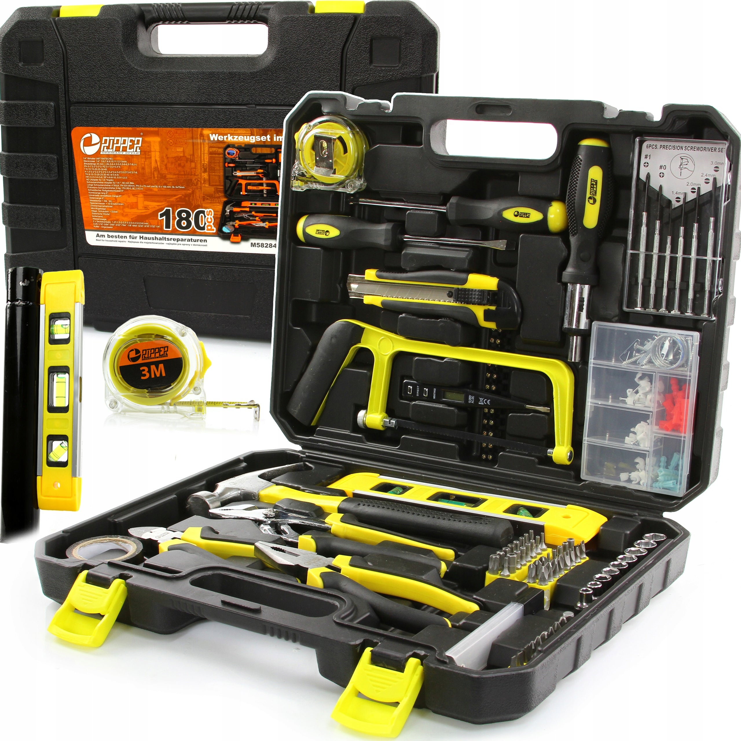 SET OF TOOLS KEYS 180 EL TOOL CASE BITS LEVEL METER