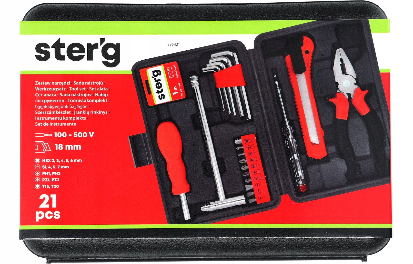 SET OF TOOLS KEYS KNIFE 18mm PLIERS BITS SCREWDRIVER SAMPLER 21cz. Packaging status original