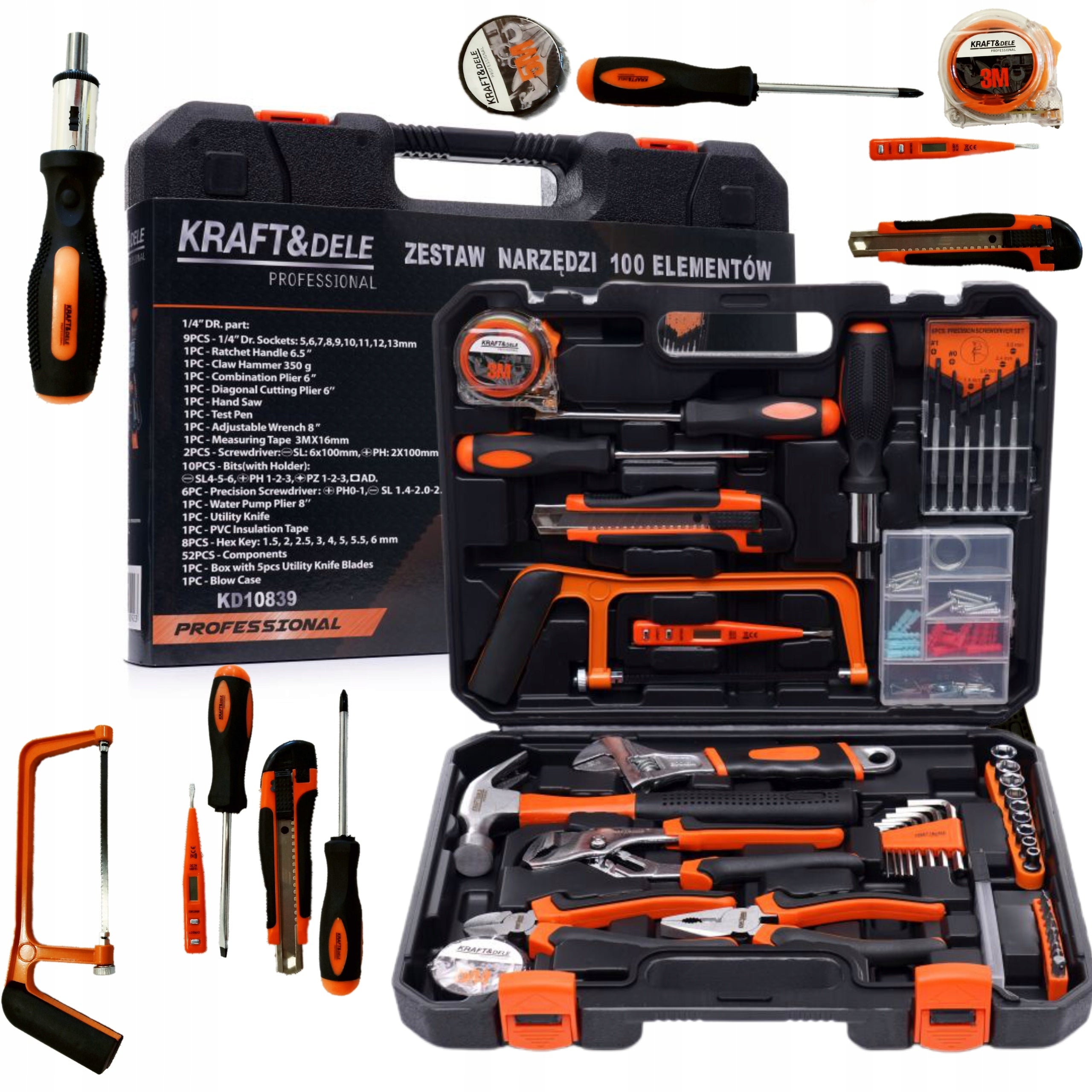 SET OF TOOLS KEYS TOOL CASE WRENCHES BITS PLIERS 100 EL.