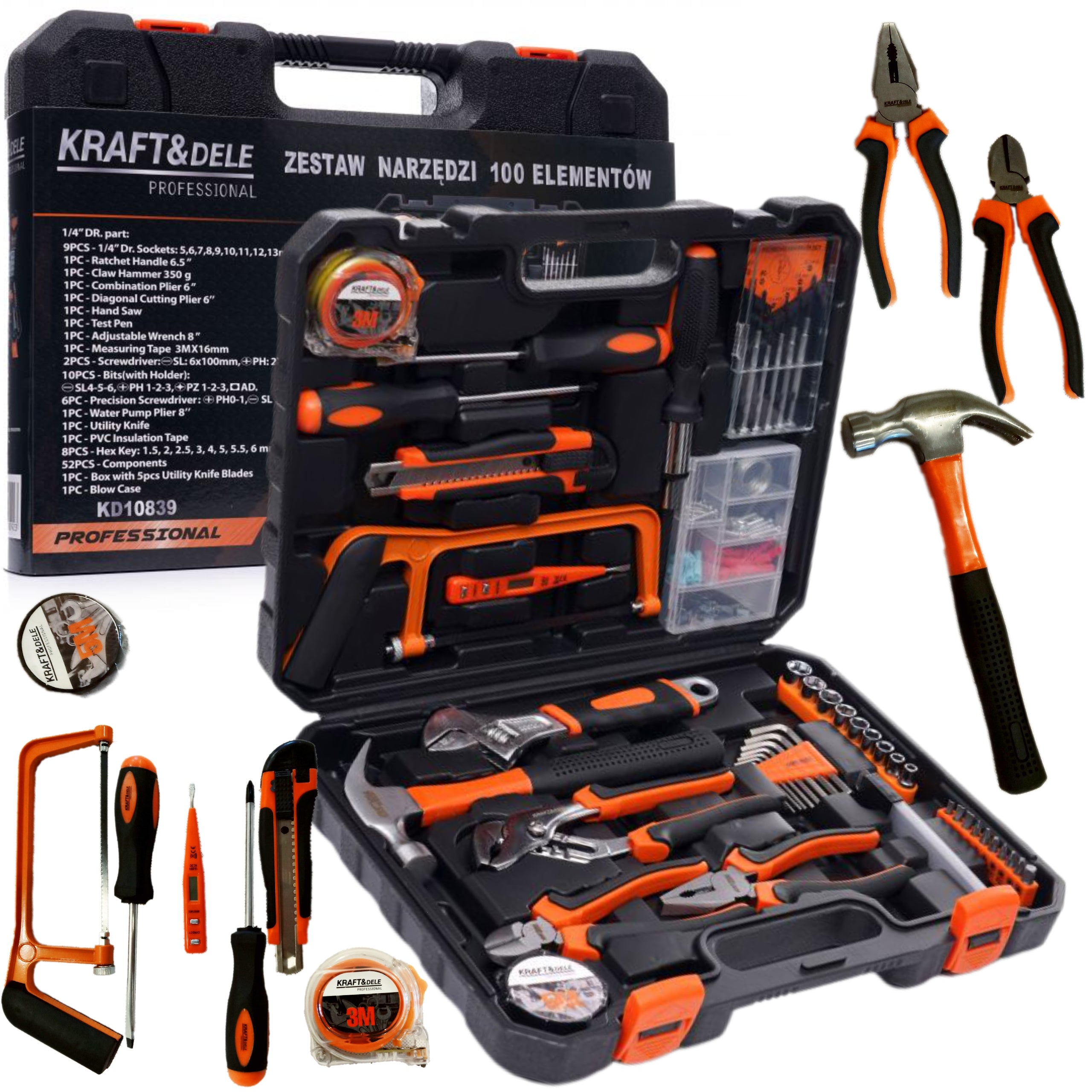 SET OF TOOLS KEYS TOOL CASE WRENCHES BITS PLIERS 100 EL.