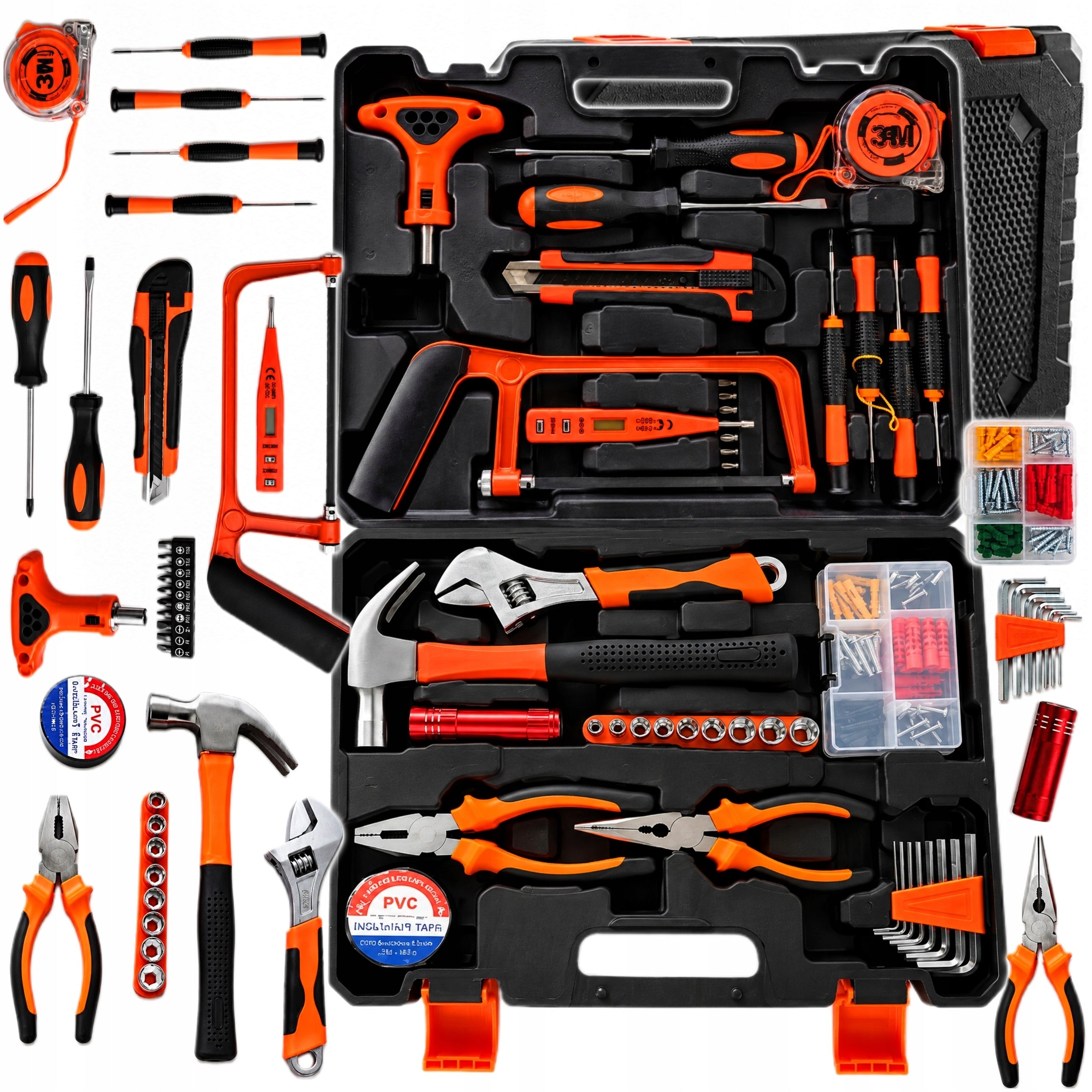 SET OF TOOLS KEYS TOOL CASE WRENCHES BITS PLIERS 109 EL. PRO