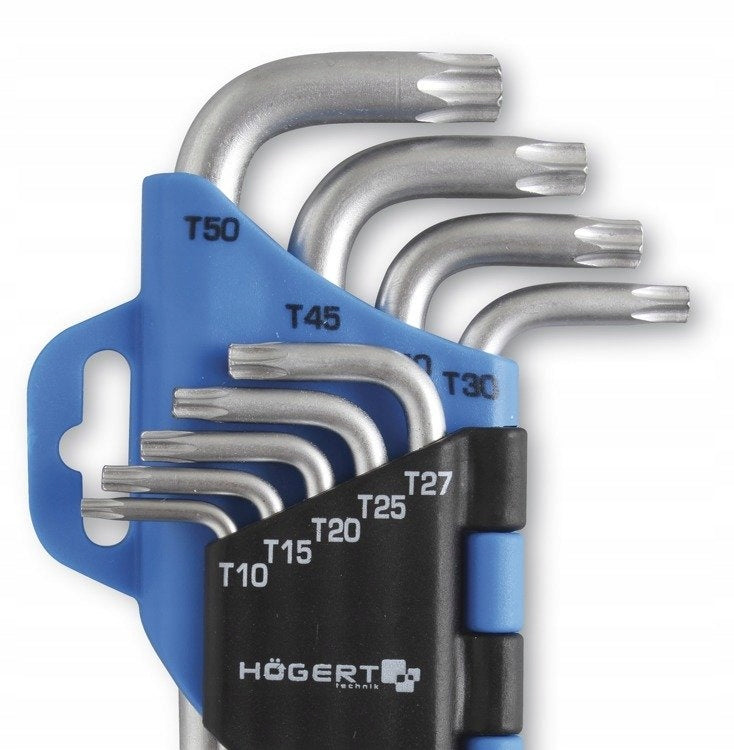 SET OF TORX WRENCHES 9 pcs T10–T50 steel Hogert HT1W814 Manufacturer code HT1W814