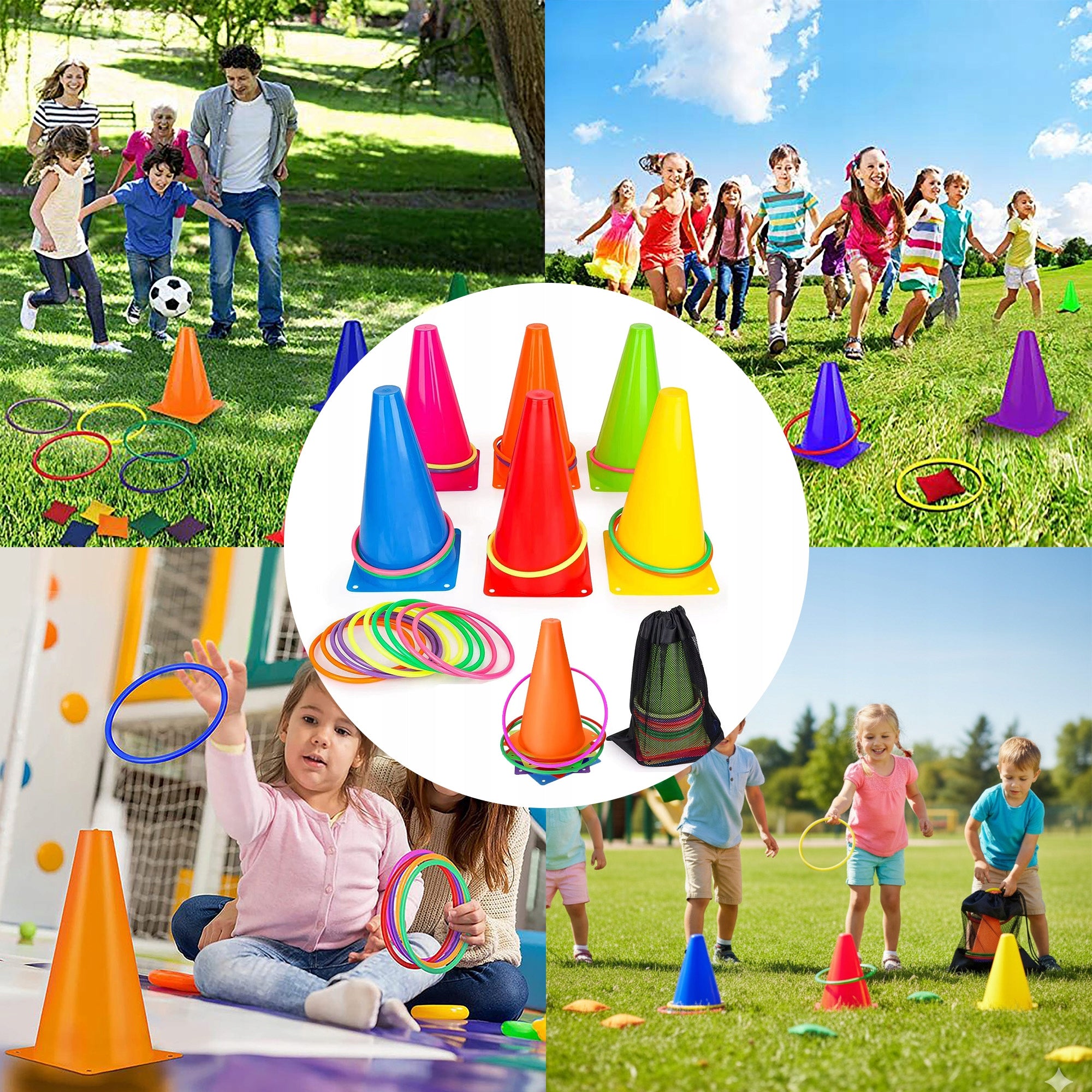 SET OF TRAINING CONES BEANS HOOPS MOVEMENT GAME Manufacturer code PACHOŁKI STOŻKI FASOLKI OBRĘCZE