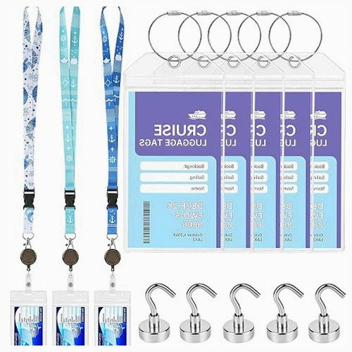 SET OF TRAVEL ACCESSORIES FOR CRUISE 24 PCS KEYCHAINS HOOKS metal