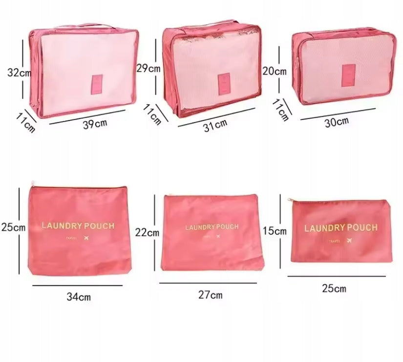 SET OF TRAVEL ORGANIZERS 6PCS - pink Color pink