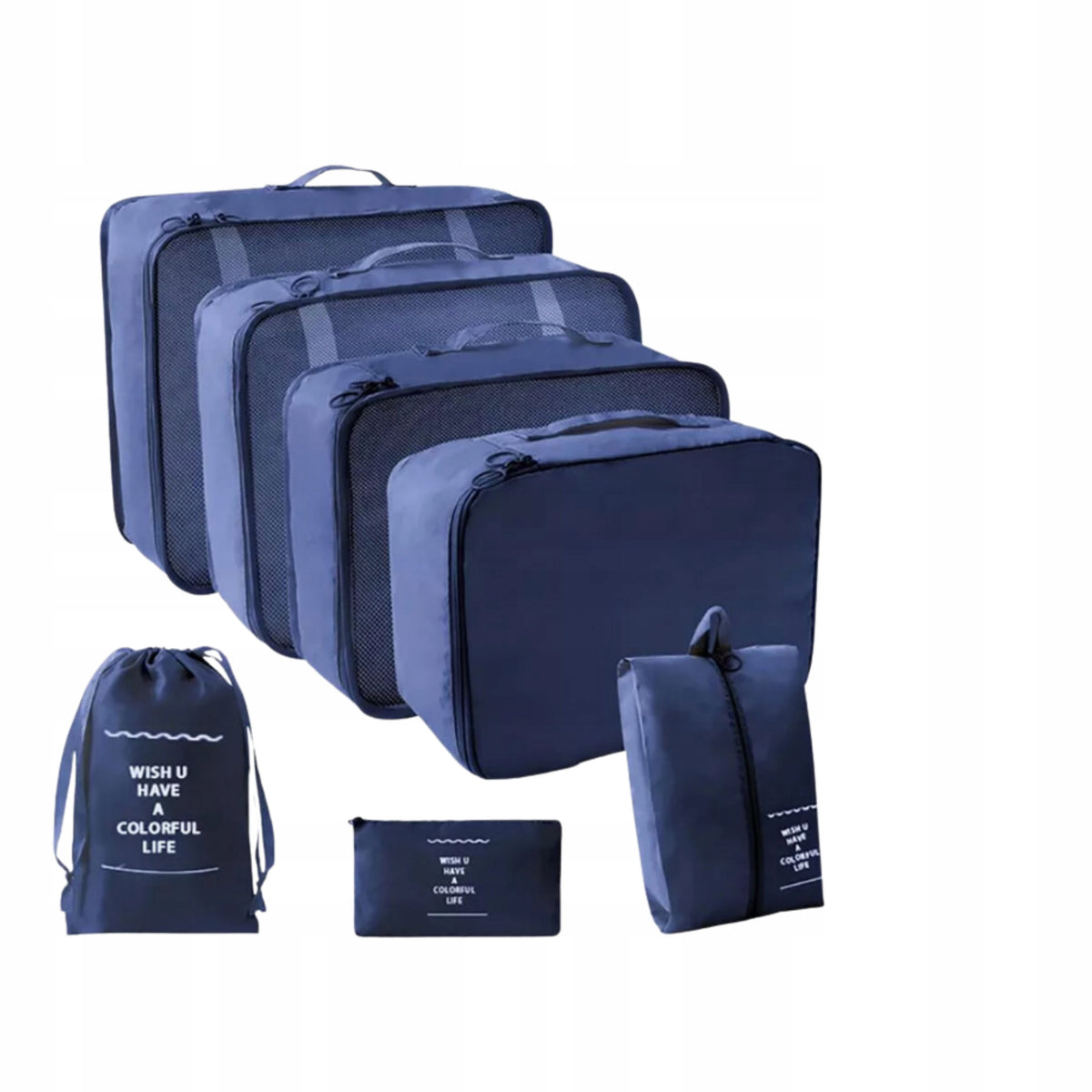 SET OF TRAVEL ORGANIZERS 7 PCS. FOR CLOTHES AND AKCESORIA navy BLUE Color blue