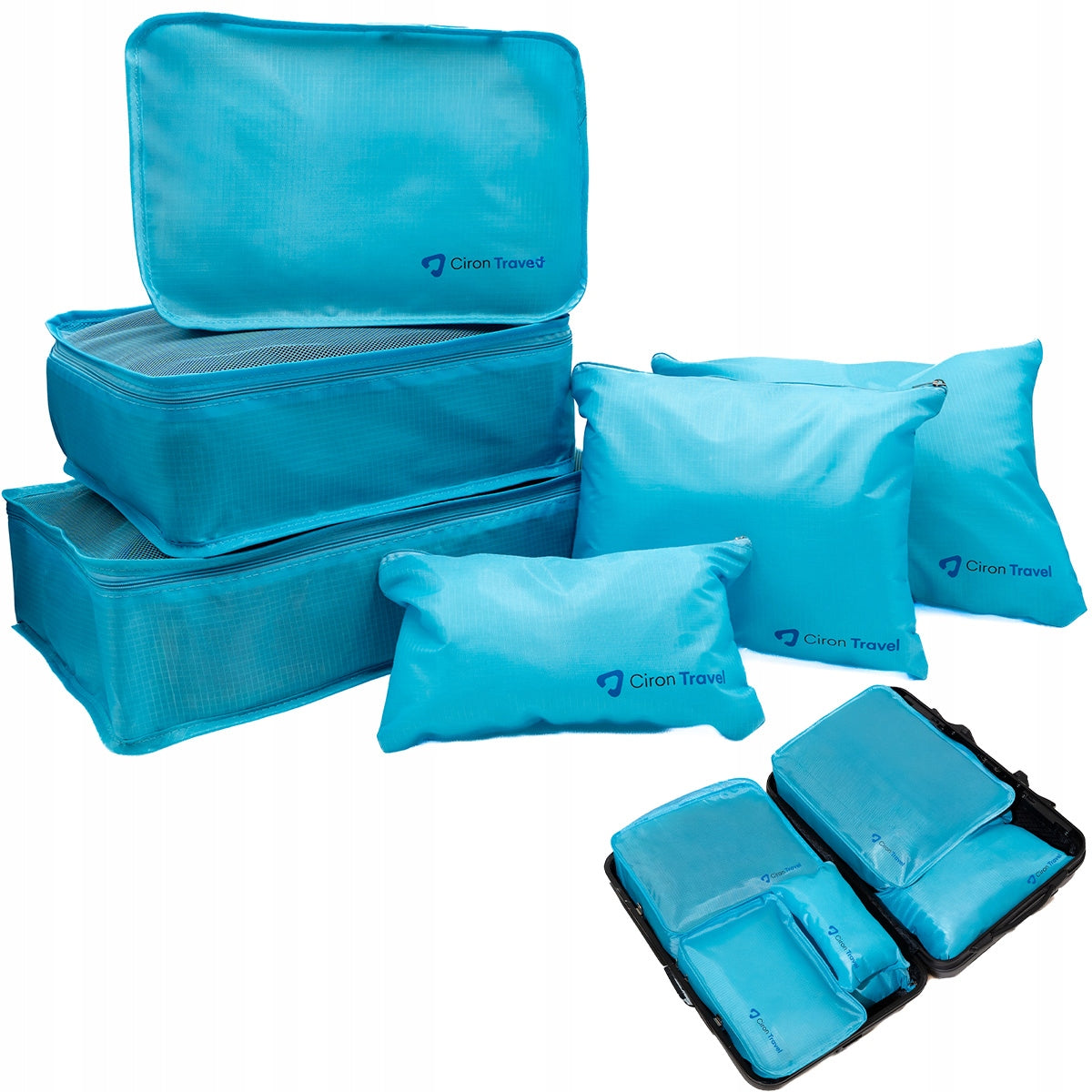 SET OF TRAVEL ORGANIZERS CIRON TRAVEL for backpack suitcase 6 el. Blue Packaging status original