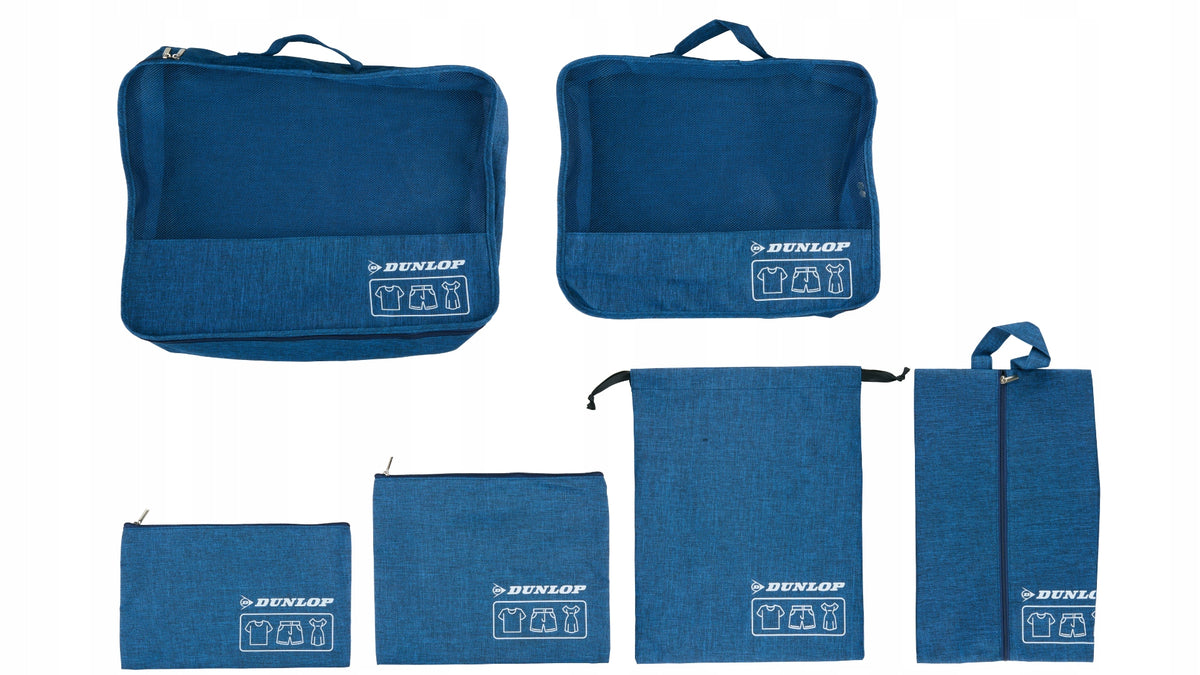 SET OF TRAVEL ORGANIZERS backpack suitcase 6 elements Blue DUNLOP Color blue