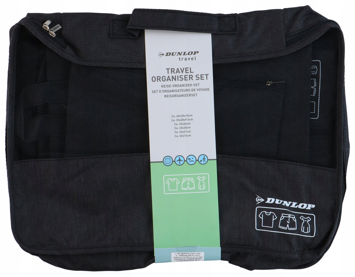 SET OF TRAVEL ORGANIZERS for backpack suitcase 6 elements Black DUNLOP Packaging status original