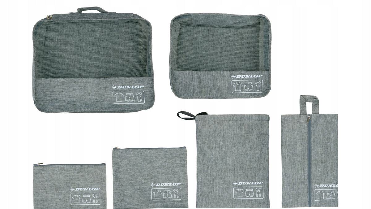 SET OF TRAVEL ORGANIZERS for backpack suitcase 6 elements Grey DUNLOP Color gray