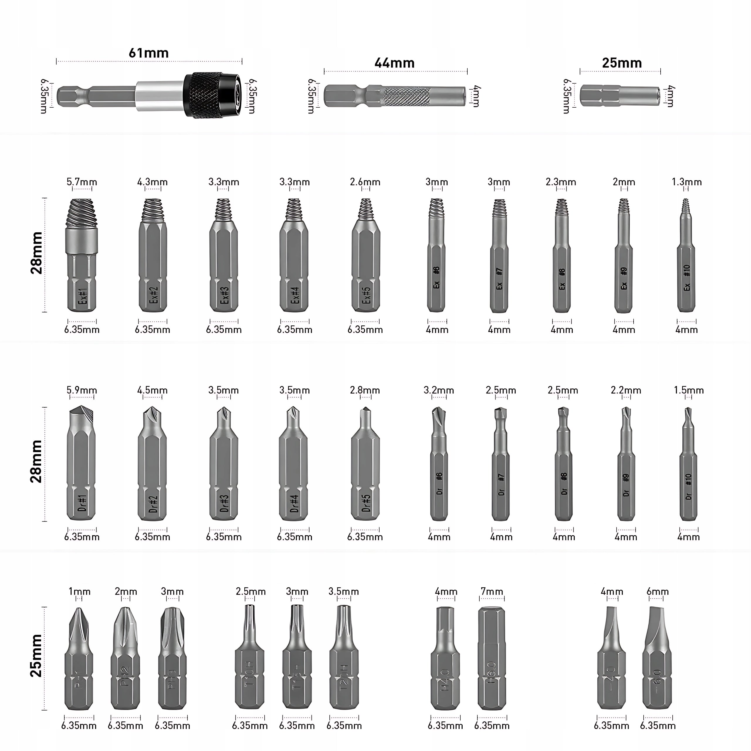 SET OF TWISTERS FOR BROKEN SCREWS ROLLED BITS 33PCS MACSEO Packaging status original