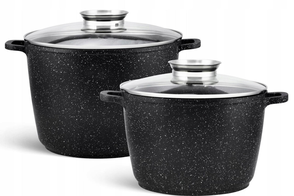 SET OF TWO HIGH POTS MARBLE COATING Gas induction