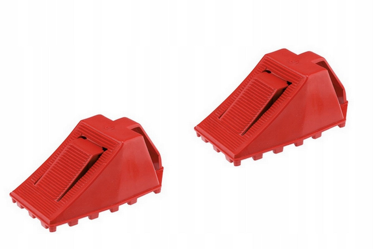 SET OF TWO PLASTIC wheel wedges to secure the car