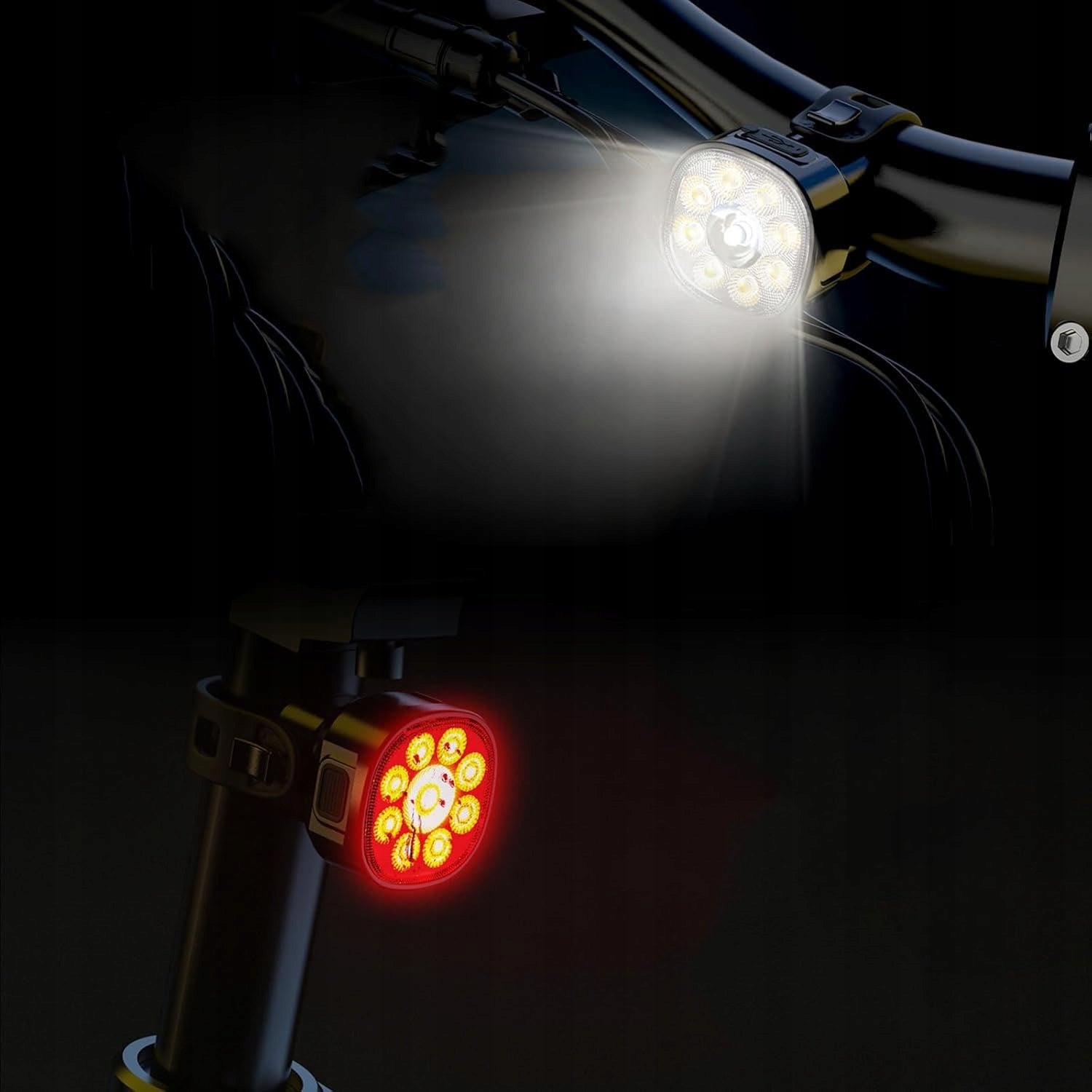 SET OF USB-C BICYCLE LIGHTS FAST CHARGING 1100MAH AND 350MAH STRONG Packaging status original