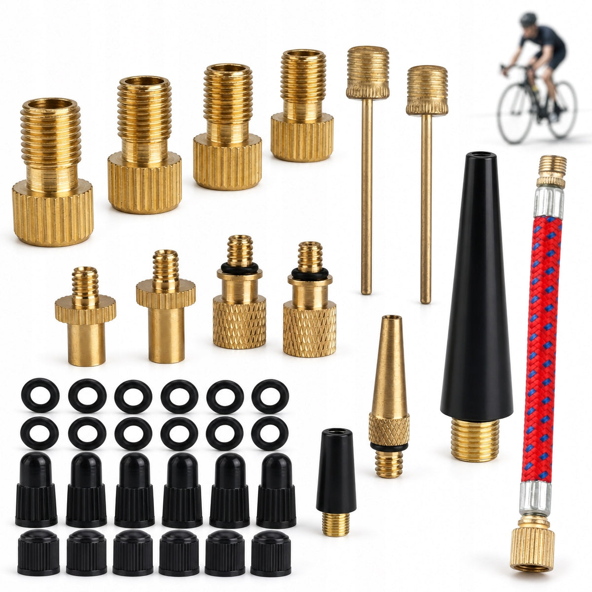 SET OF VALVE TIP ADAPTERS FOR TIRE BICYCLE WHEEL PUMP 32 EL