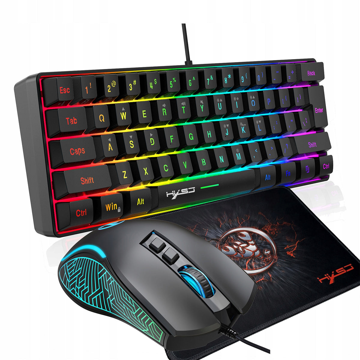 SET OF WIRED KEYBOARD AND MOUSE WITH PAD FOR GAMING AND WORK