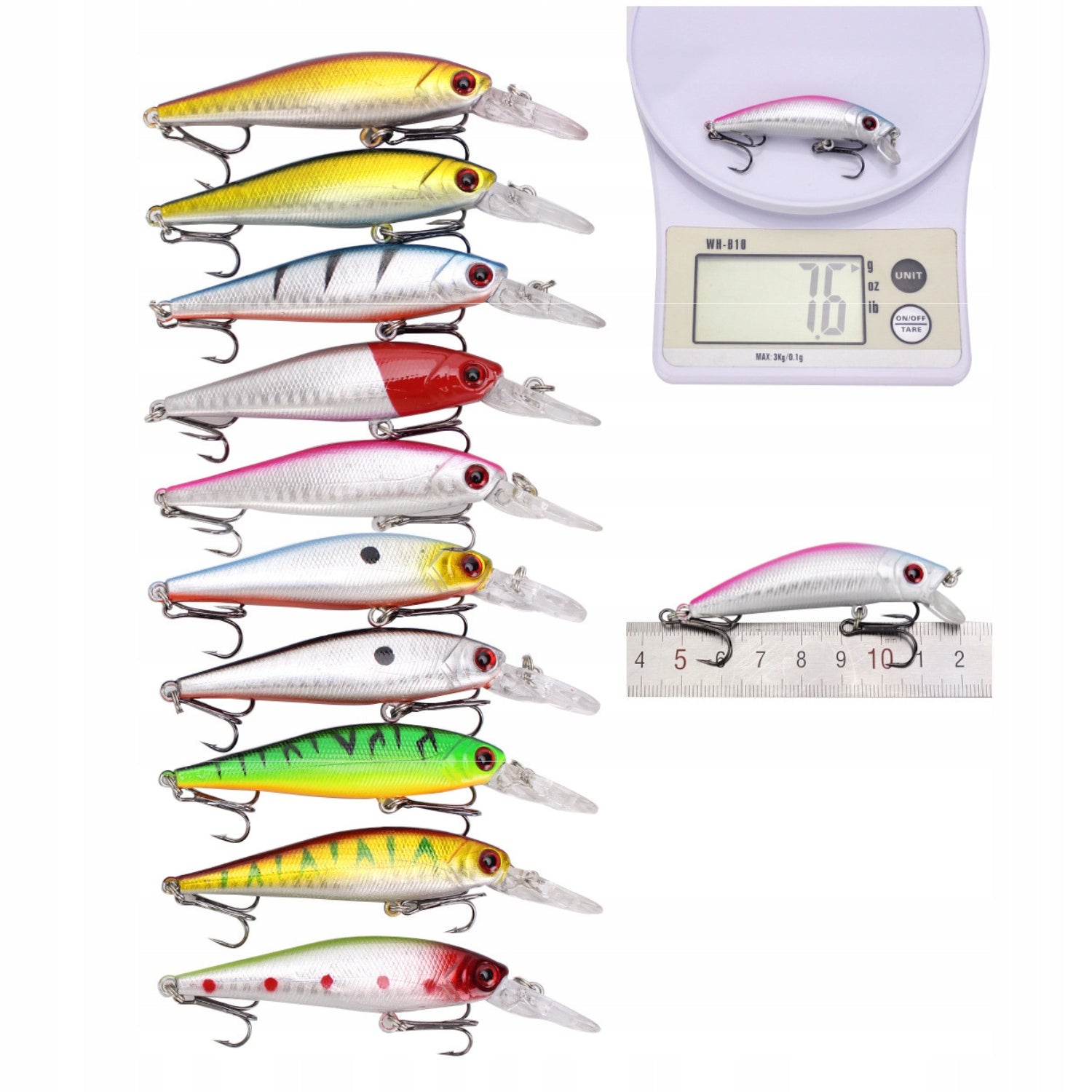 SET OF WOBBLERS 56PCS FOR PIKE ZANDER BAIT PERCH 2-8.5g 3-10cm Brand no brand