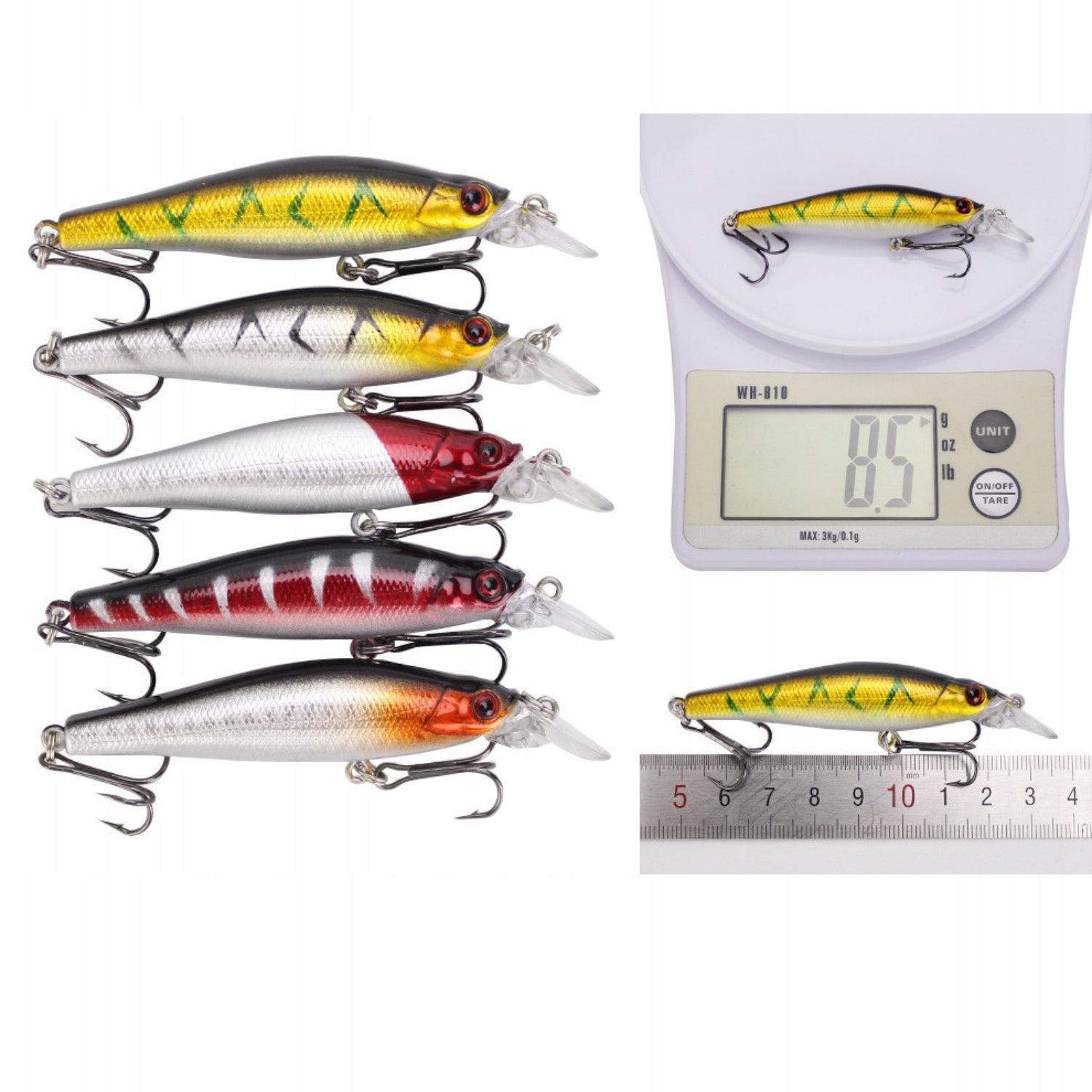 SET OF WOBBLERS 56PCS FOR PIKE ZANDER BAIT PERCH 2-8.5g 3-10cm Kind floating