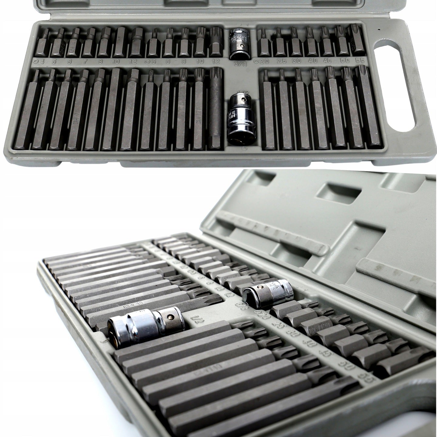 SET OF WRENCH BITS IMBUS SPLINE TORX 40 el BITS SUITCASE+ADAPTERS 1/2, 3/8