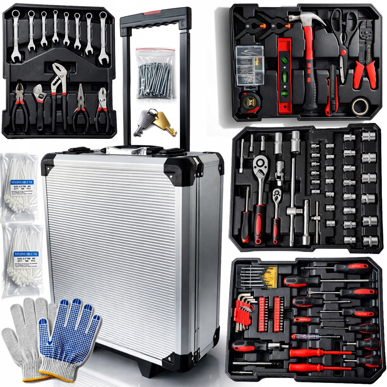 SET OF WRENCH TOOLS 419EL TOOL CASE KEYS FLAT RATCHET