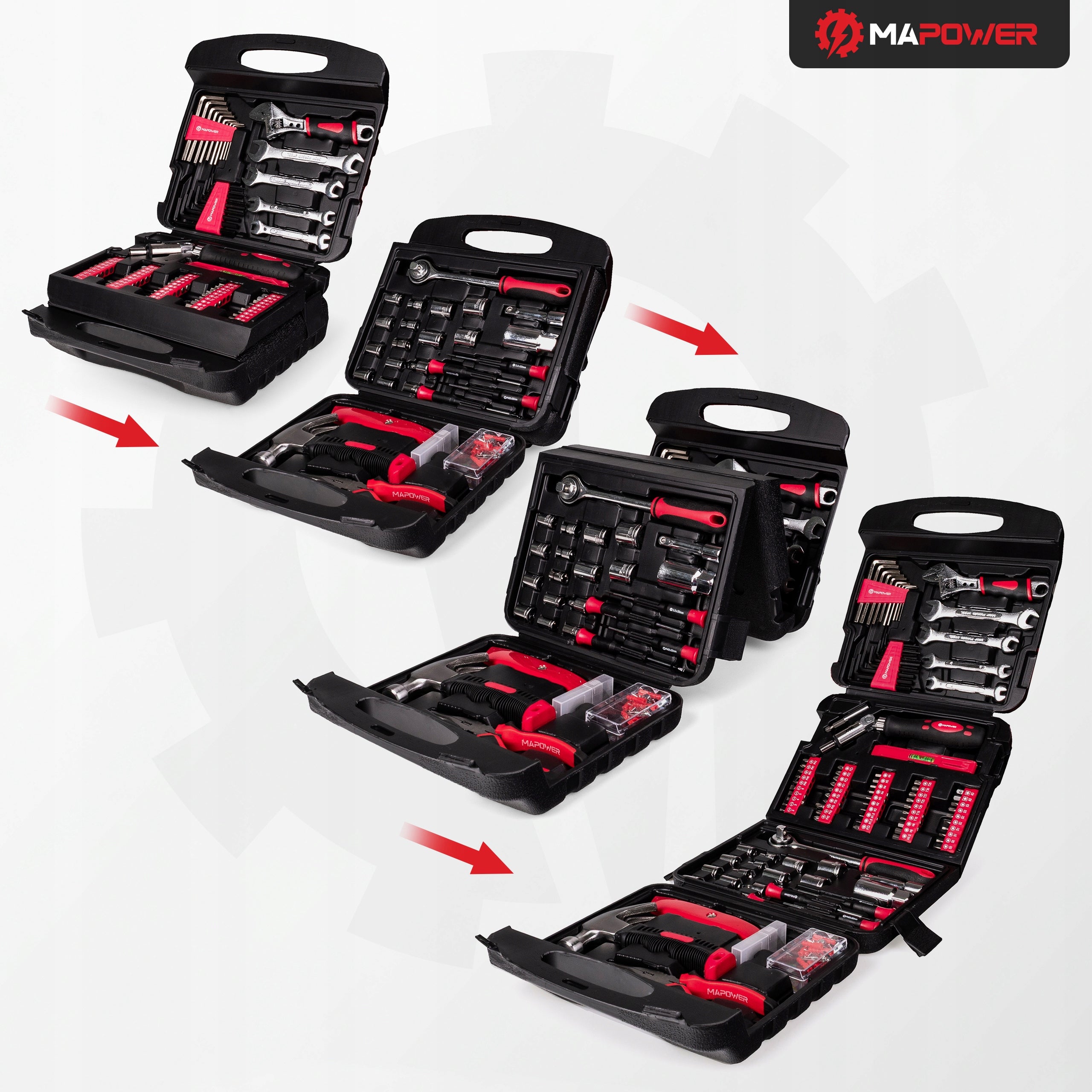 SET OF WRENCH TOOLS TOOL CASE CRV CAPS BITS 165 ELE MAPOWER Product weight with unit packaging 3.37 kg