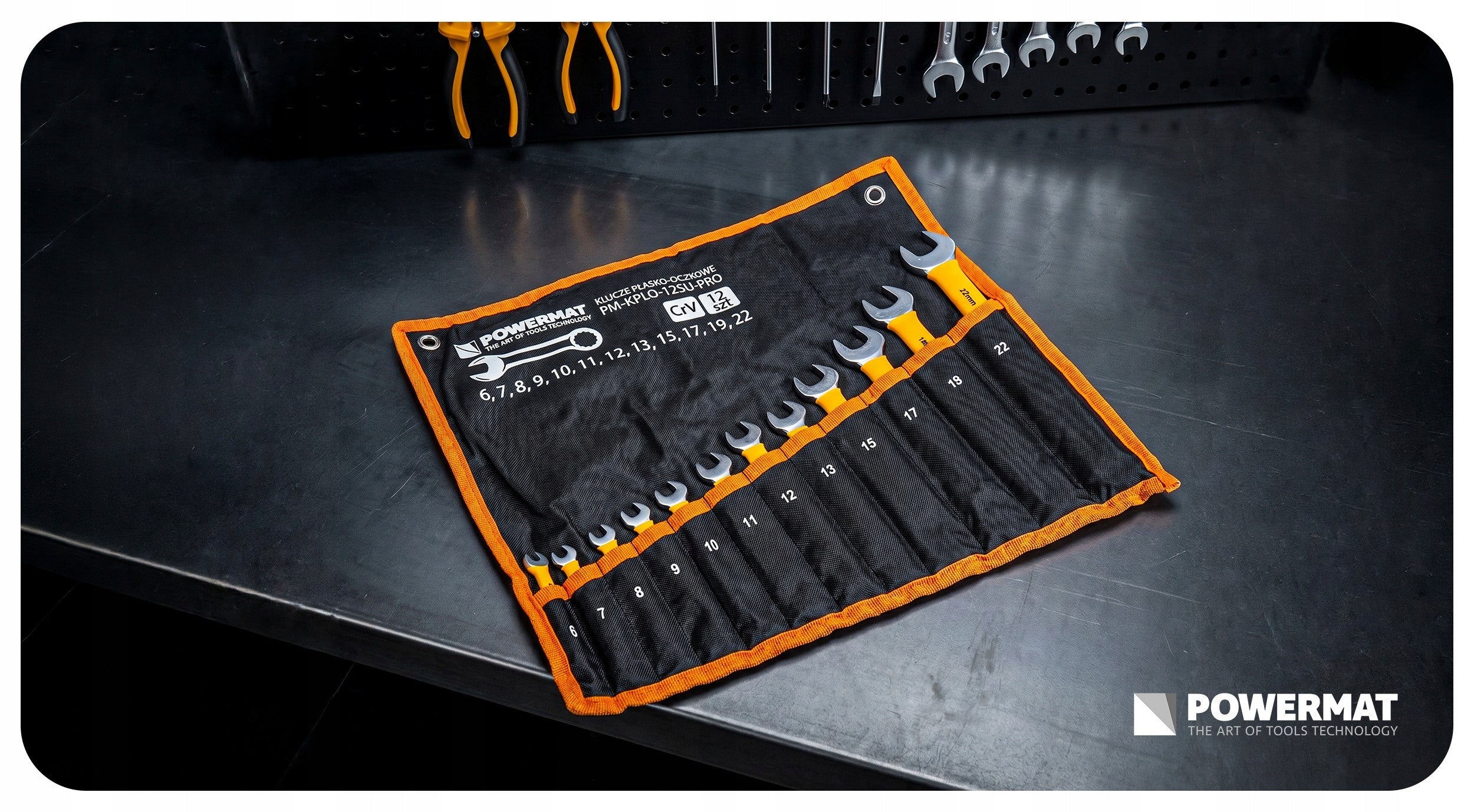 SET OF WRENCHES 12 ELEMENTS 6-22MM CrV IN CASE FOR GARAGE Manufacturer code PM1622