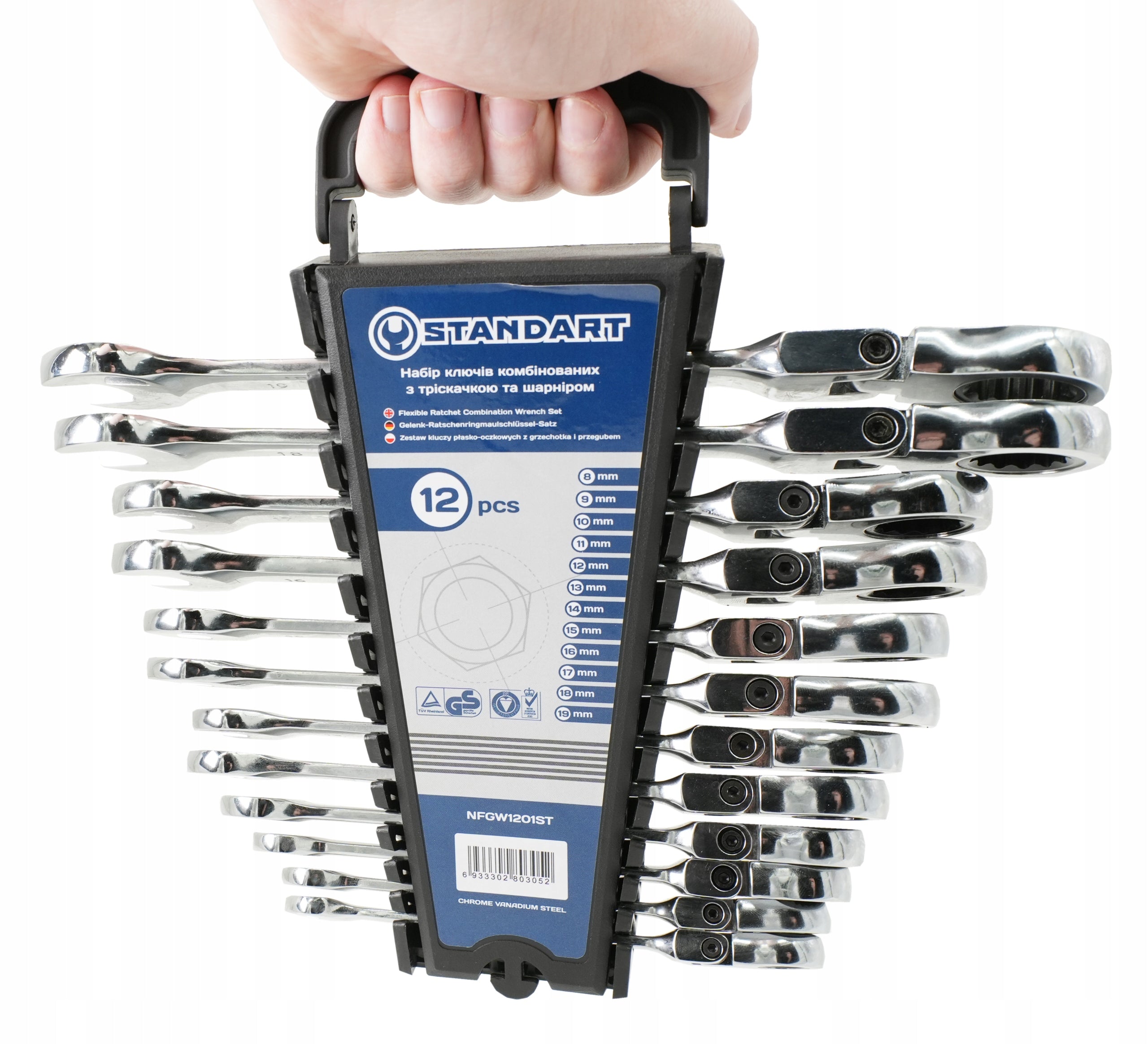 SET OF WRENCHES 8-10 12-19 mm WITH RATCHET AND JOINT BROKEN Manufacturer code NFGW1201ST