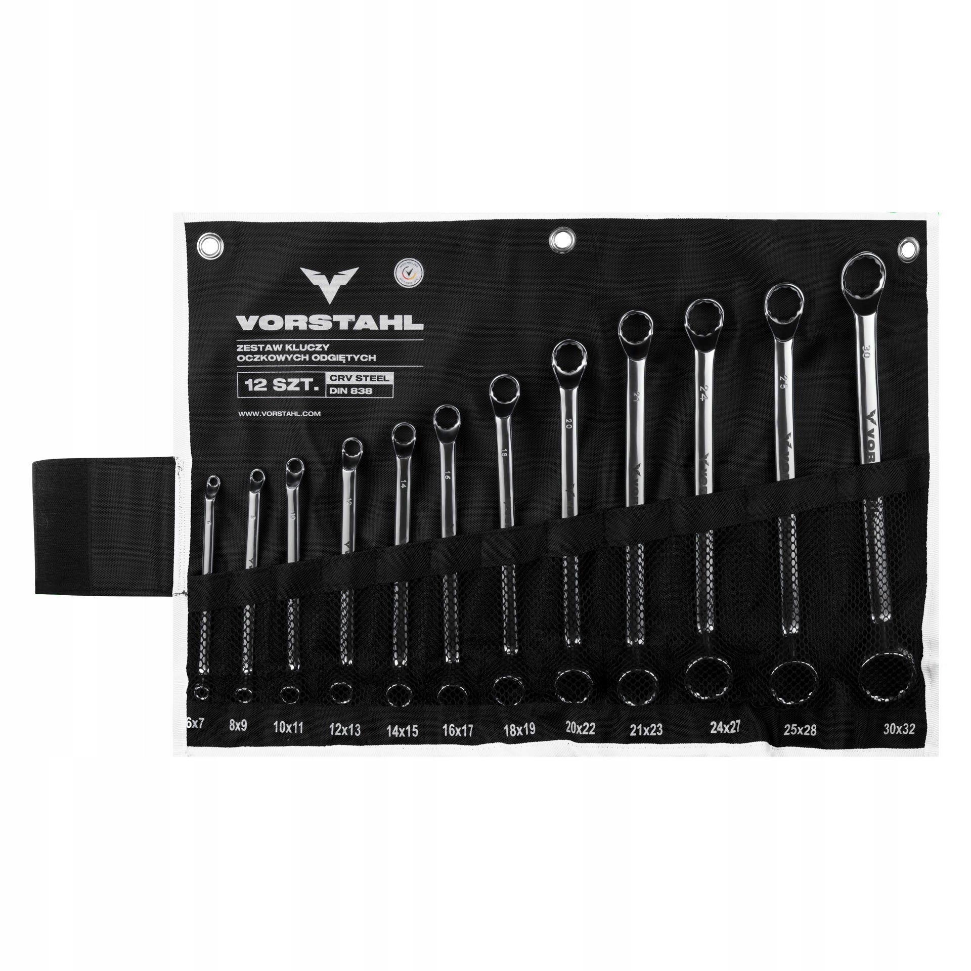SET OF WRENCHES FLAT-EYE Bent Stainless Steel 8pcs 6-32mm Vorstahl