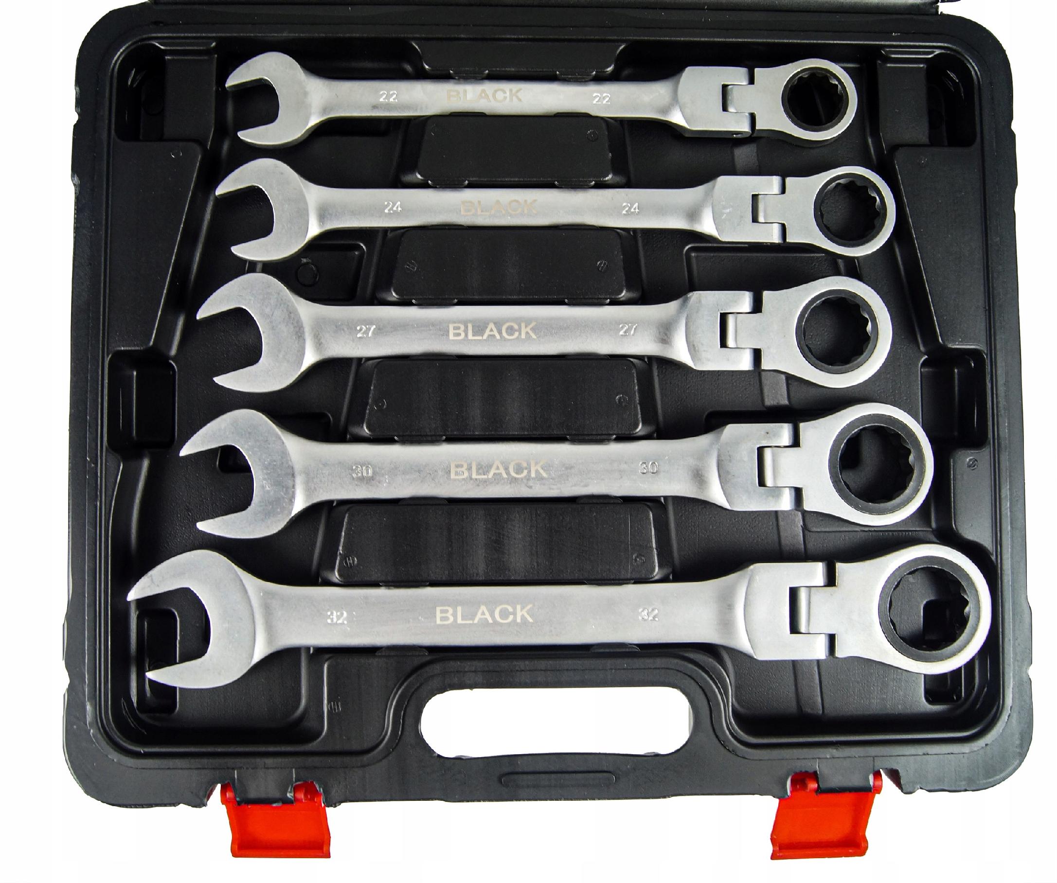 SET OF WRENCHES FLAT EYE RATCHET BROKEN 8-32mm BLACK 13 ELEMENTS Product weight with unit packaging 6.5 kg