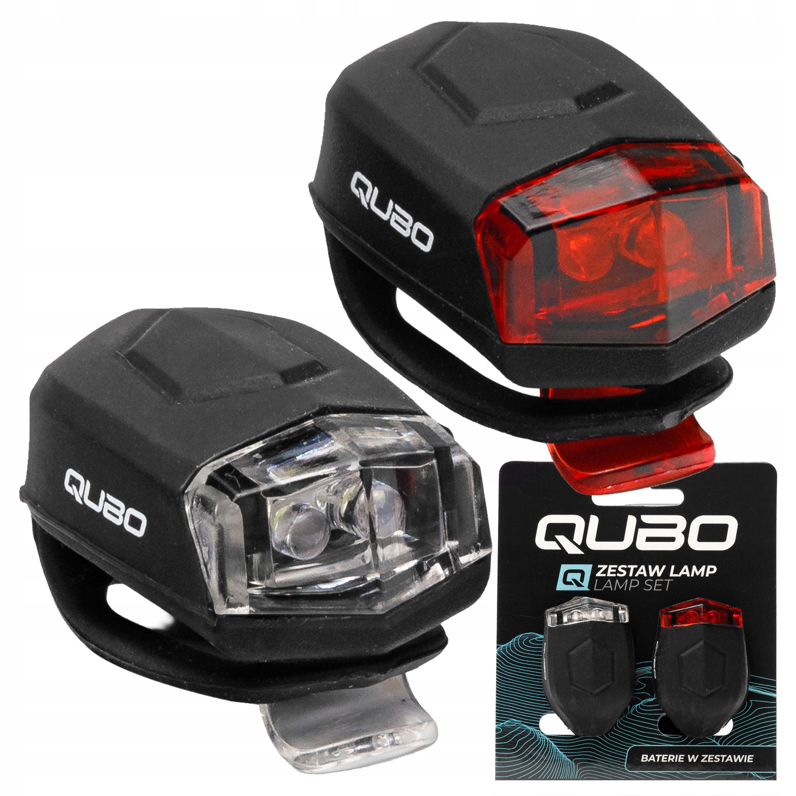 SET OF bicycle lights QUBO 2xLED 3 SILICONE MODES LAMZ001