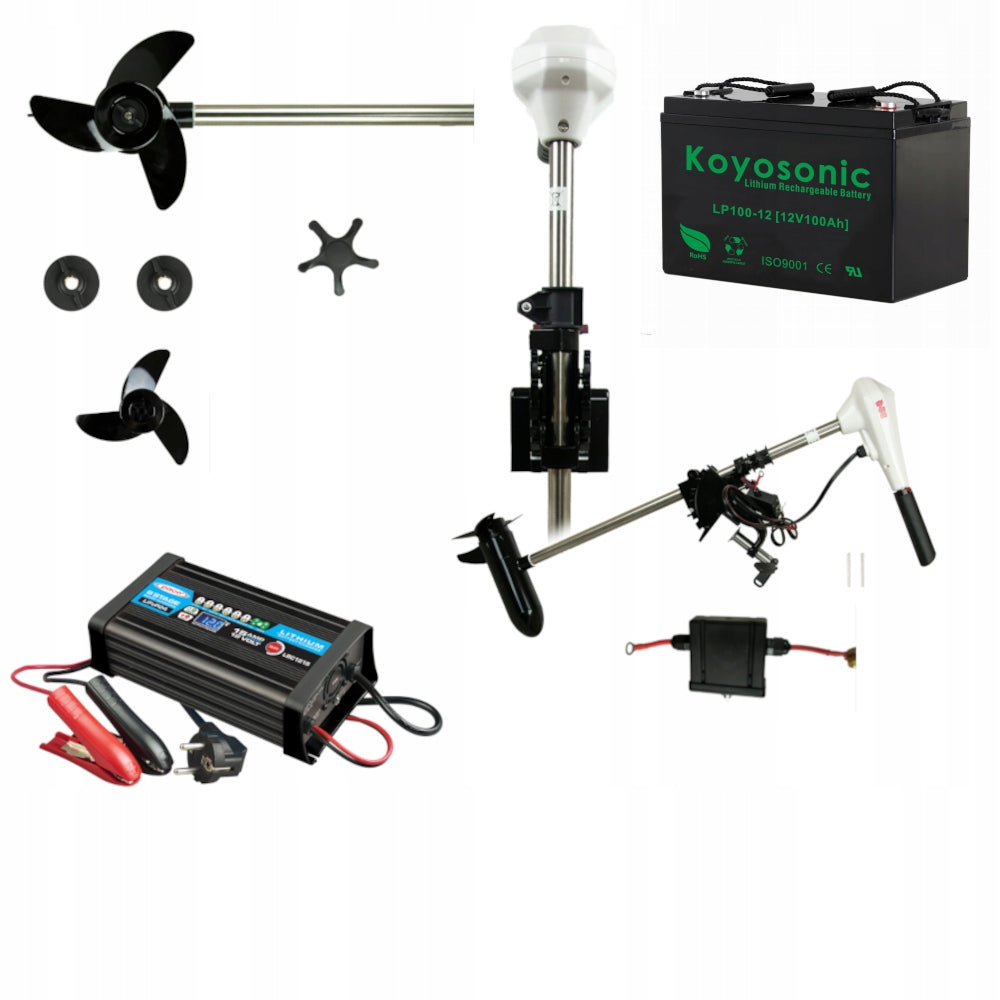 SET OUTBOARD MOTOR HAIBO D44 + Aku Koyo LifePO4 100Ah + Charge LBC1210