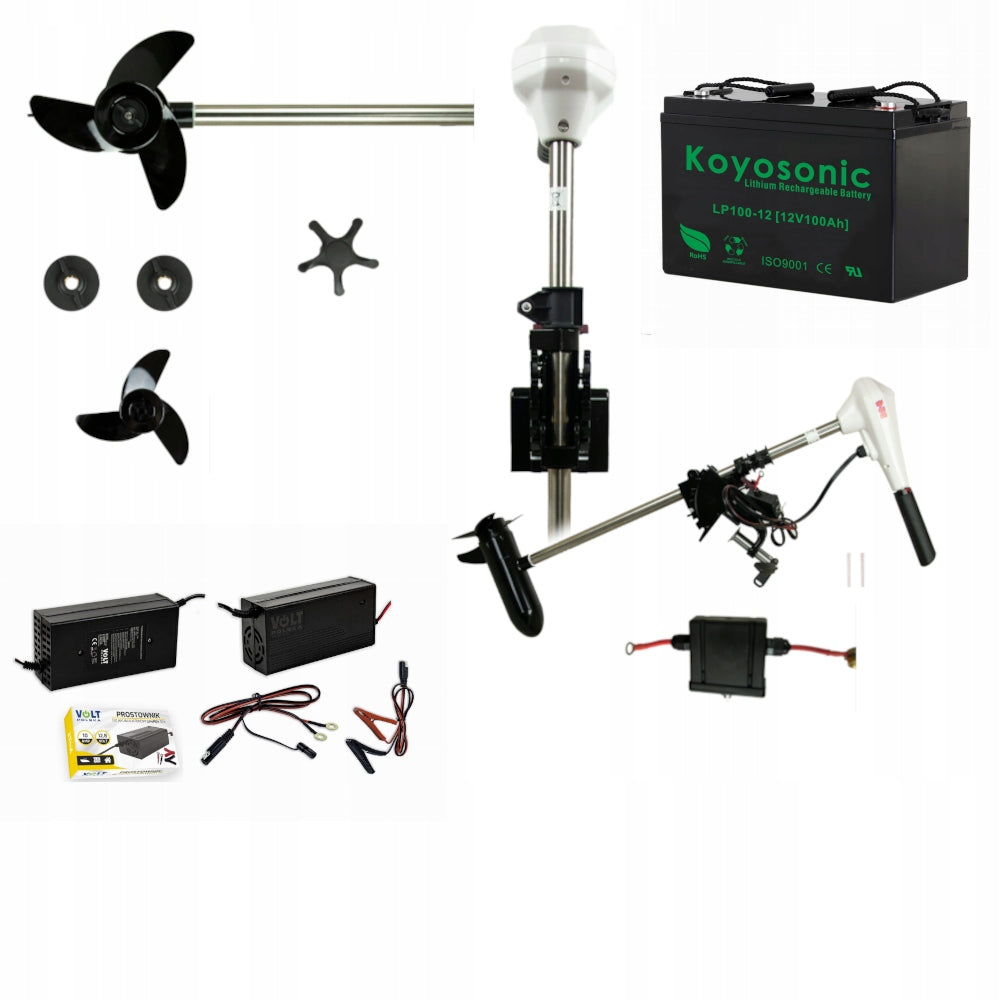 SET OUTBOARD MOTOR HAIBO D44 +Straight Volt10A + Aku Koyo LifePO4 100Ah