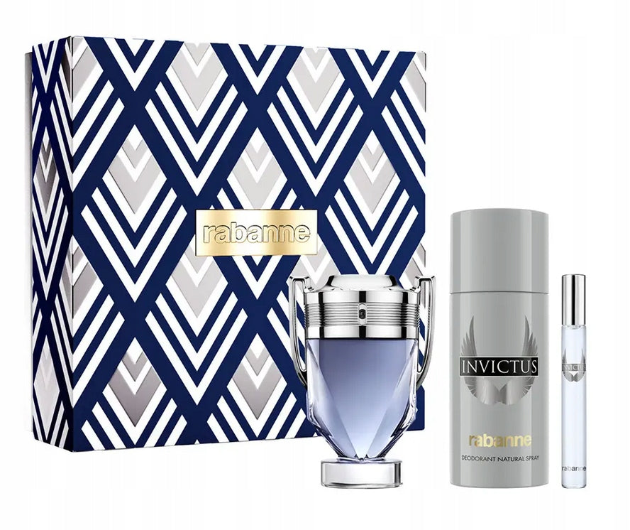 SET PACO RABANNE INVICTUS 100ML + 150ML + 10ML EAU DE TOILETTE MALE EDT