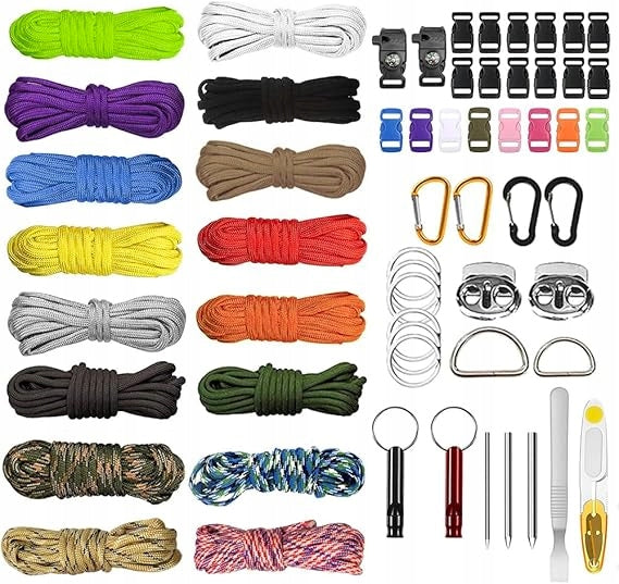 SET PARACORD 550 16 COLORS! FOR LANYARD BRACELETS HANDMADE SET Manufacturer code 0049288608072