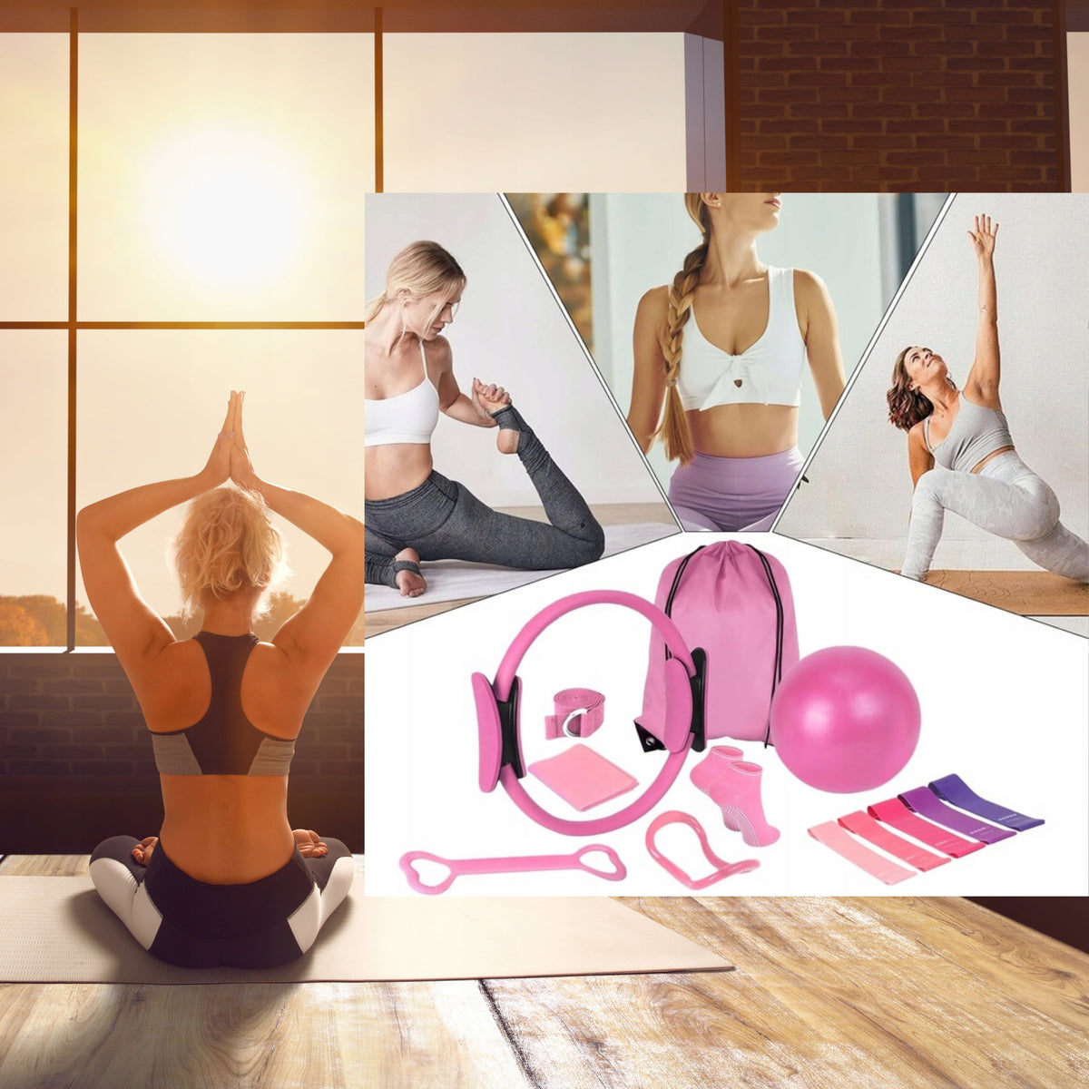 SET PILATES 13el FITNESS RESISTANCE RUBBER WHEEL BALL SOCKS+FREEBIE BAG Brand no brand