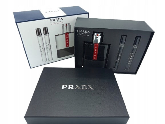 SET PRADA LUNA ROSSA CARBON 100ML EAU DE TOILETTE + 2x10ML MINIATURE