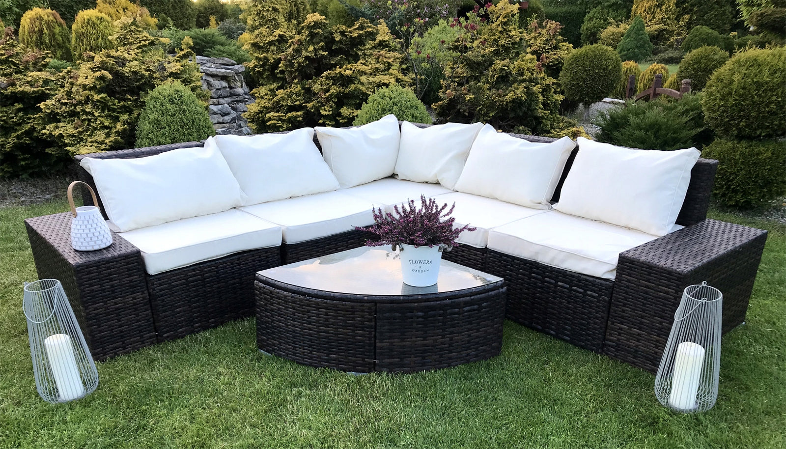 SET RATTAN SOFA TABLE RATTAN 5 PEOPLE BROWN Main material synthetic rattan
