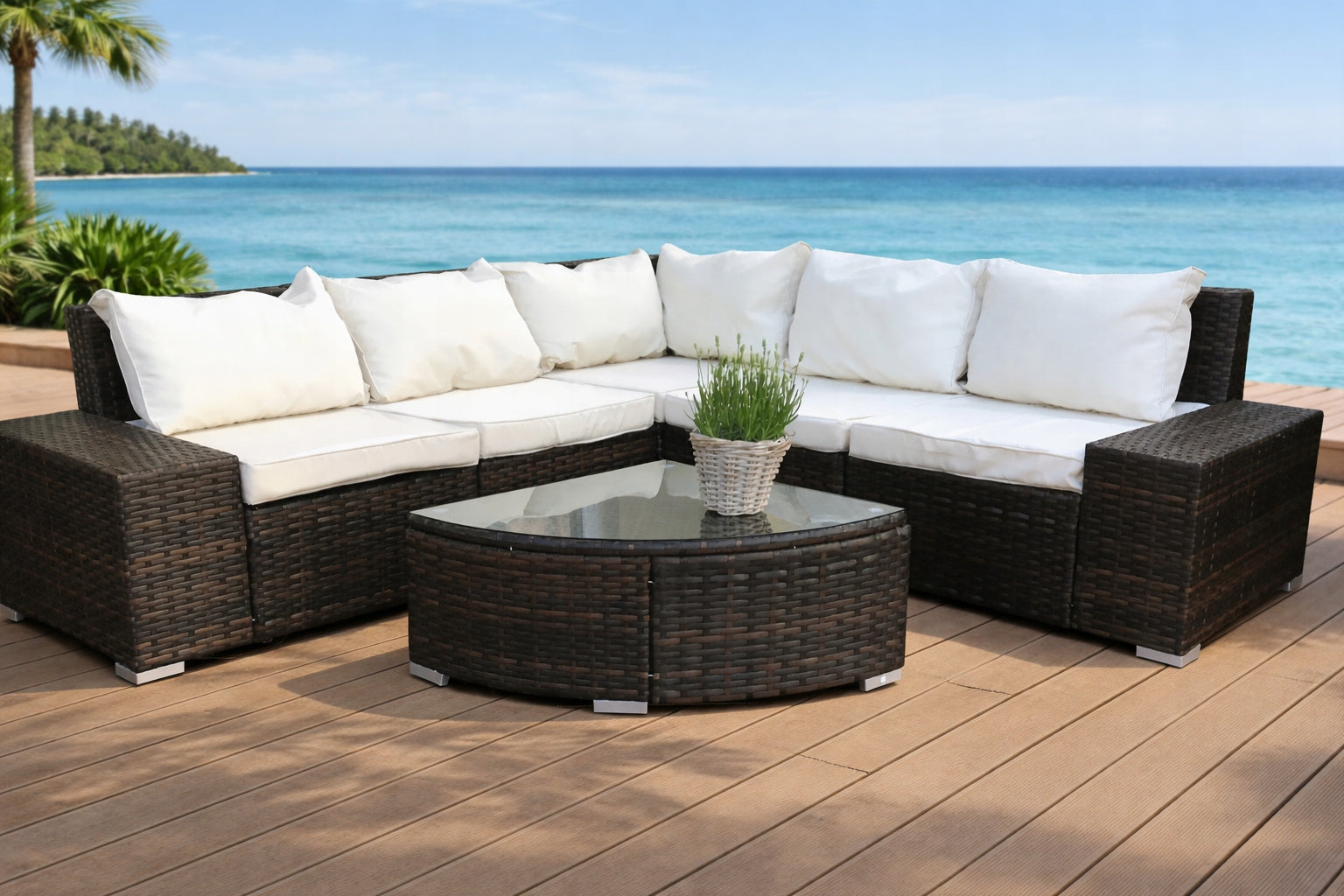 SET RATTAN SOFA TABLE RATTAN 5 PEOPLE BROWN Manufacturer code SR010