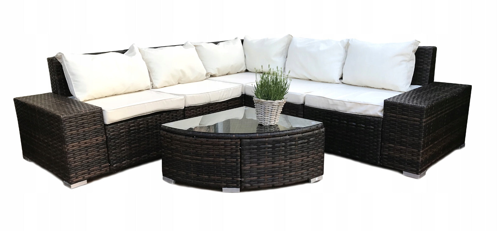 SET RATTAN SOFA TABLE RATTAN 5 PEOPLE BROWN