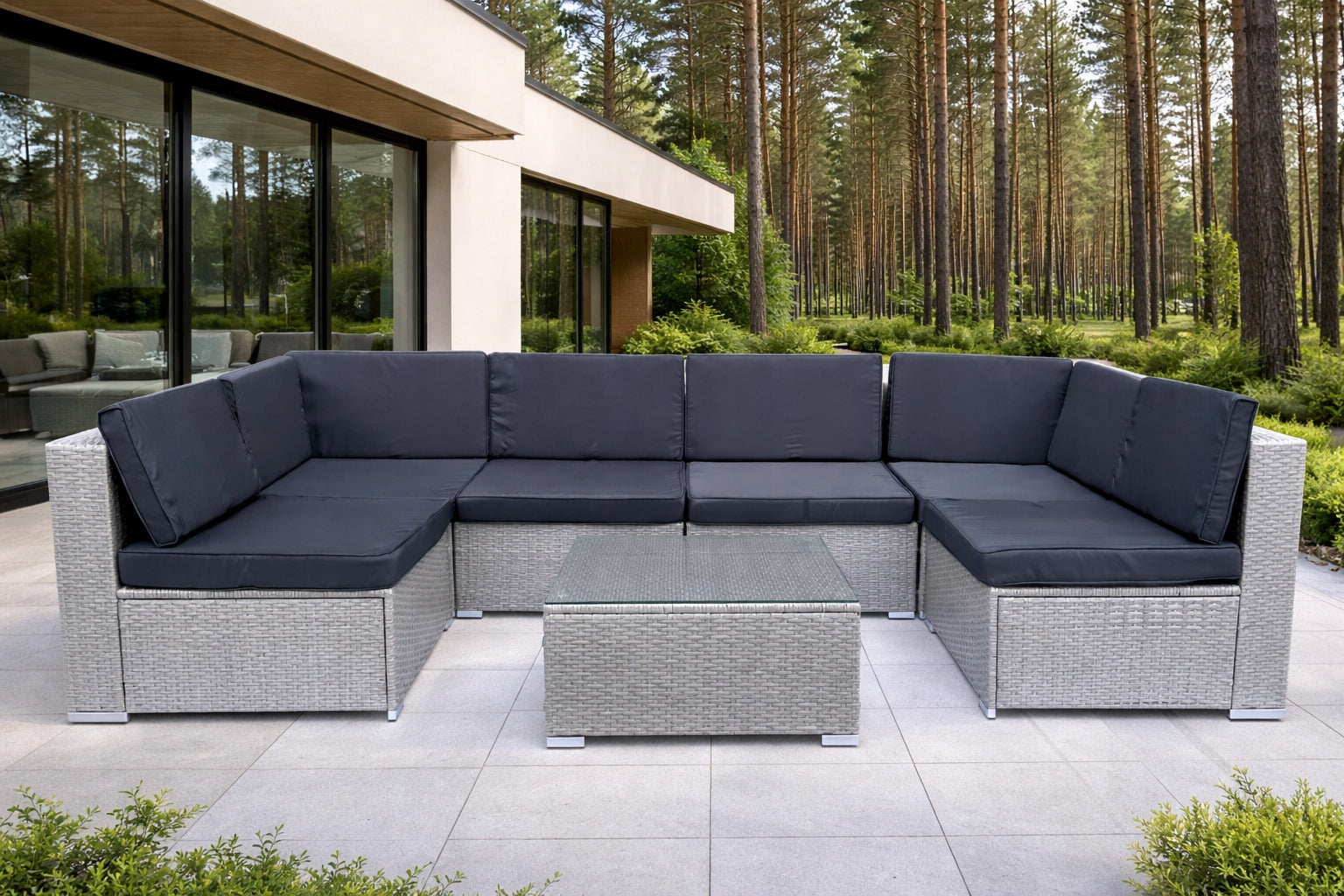 SET RATTAN SOFA TABLE RATTAN 6 PEOPLE HORSESHOE CORNER Manufacturer Sunte