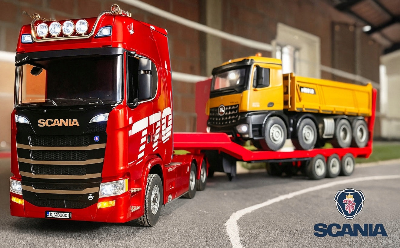 SET RC TRUCK SCANIA 1501 AND SEMI-TRAILER HUINA 1502 REMOTE CONTROLLED RC Packaging status original
