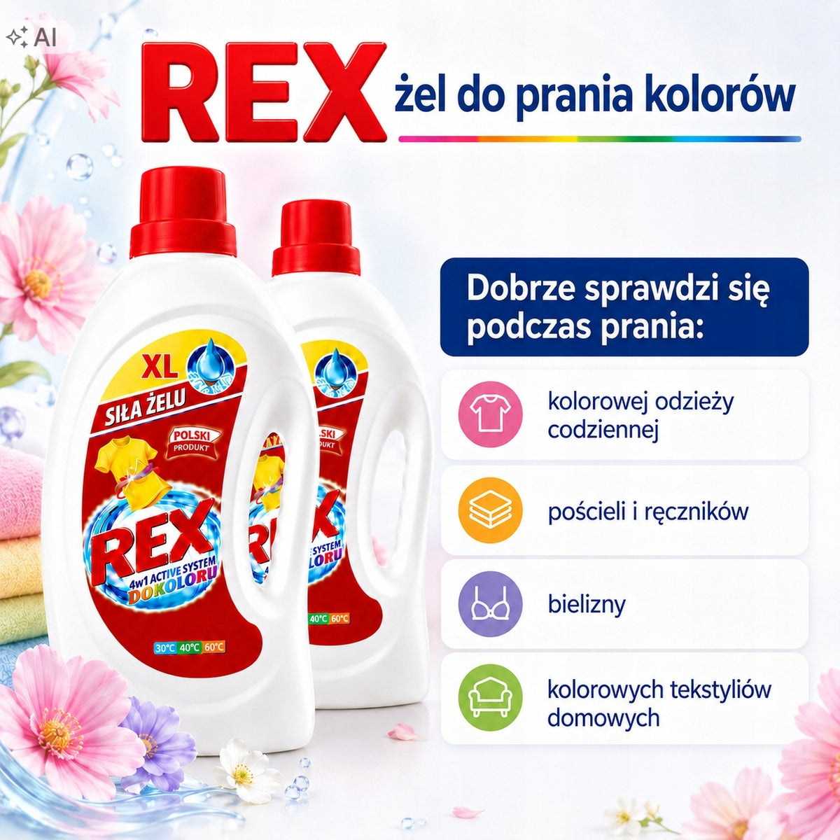 SET REX WASHING GEL COLOR 2X3L Packaging status original