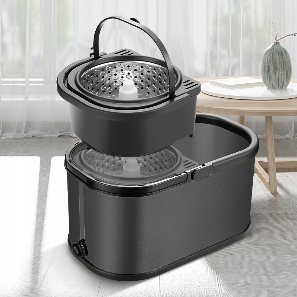 SET STAINLESS STEEL BUCKET WITH SPINNING SYSTEM AND MOP (Y5) 12304 Packaging status original