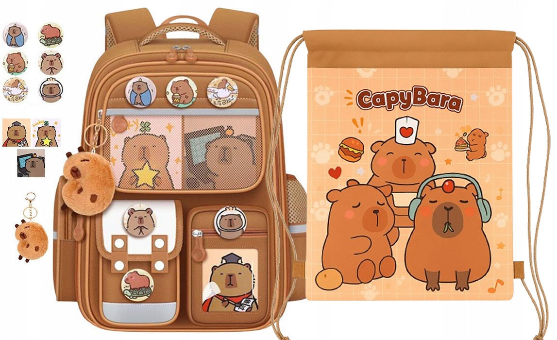 SET School backpack + KAPIBARA children's bag for school LARGE A4 QUALITY