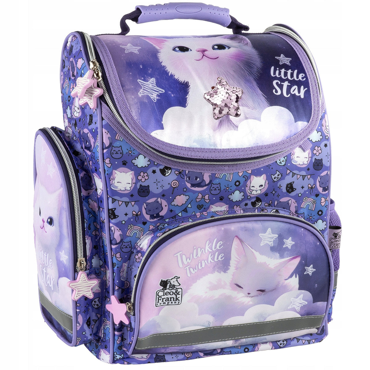 SET School satchel for girls 1 class CLEO AND FRANK KITTEN WITH CAT Packaging status original