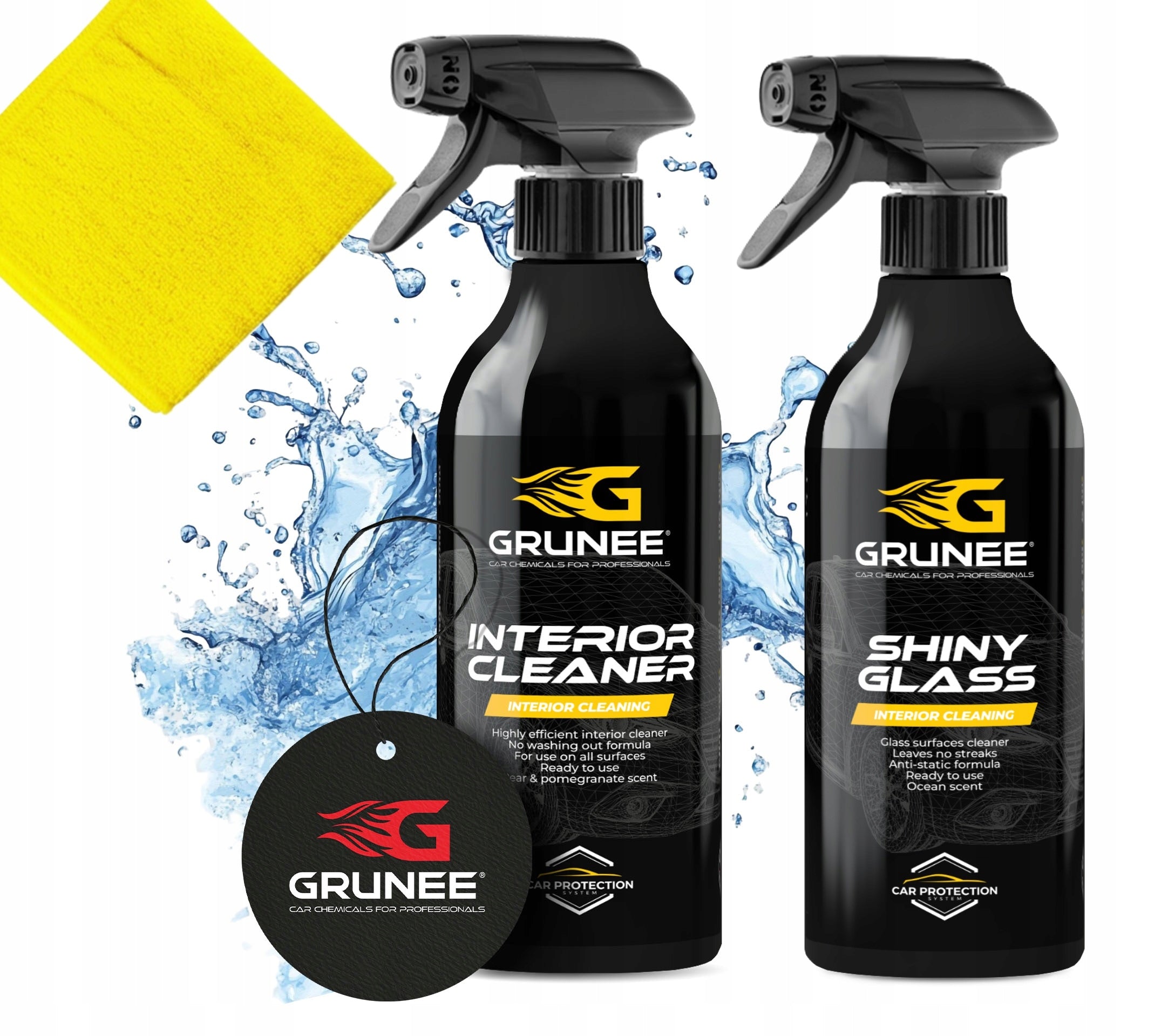 SET Shiny Glass + Interior Cleaner Window cleaning WITHOUT STREAKS + Plastics 2x0,5L